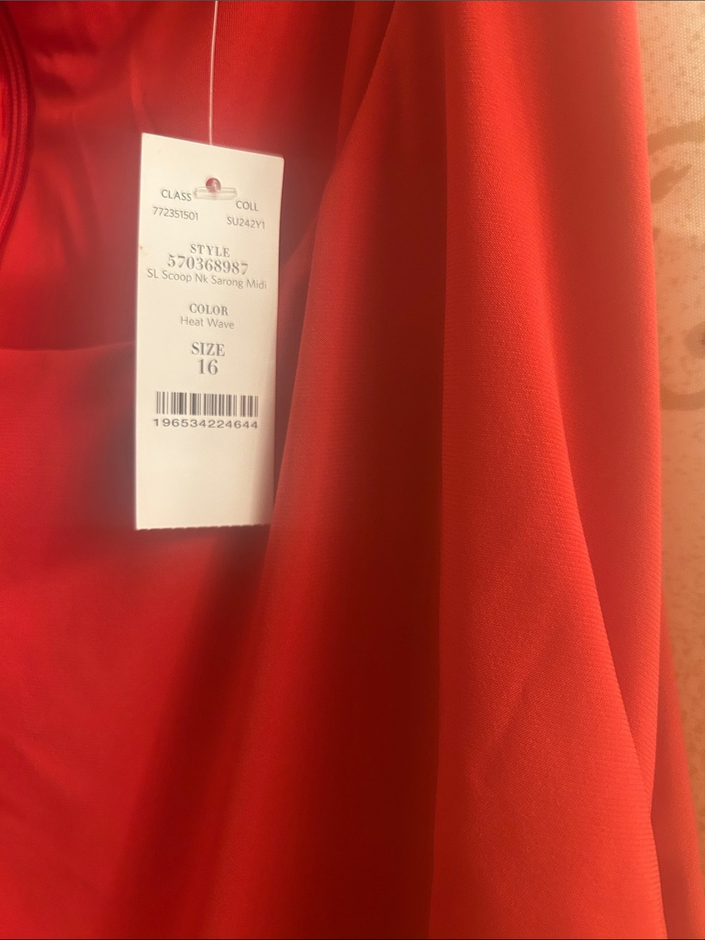 White House Black Market Red Sleeveless Midi Dress with Side Drape - Picture 3 of 4